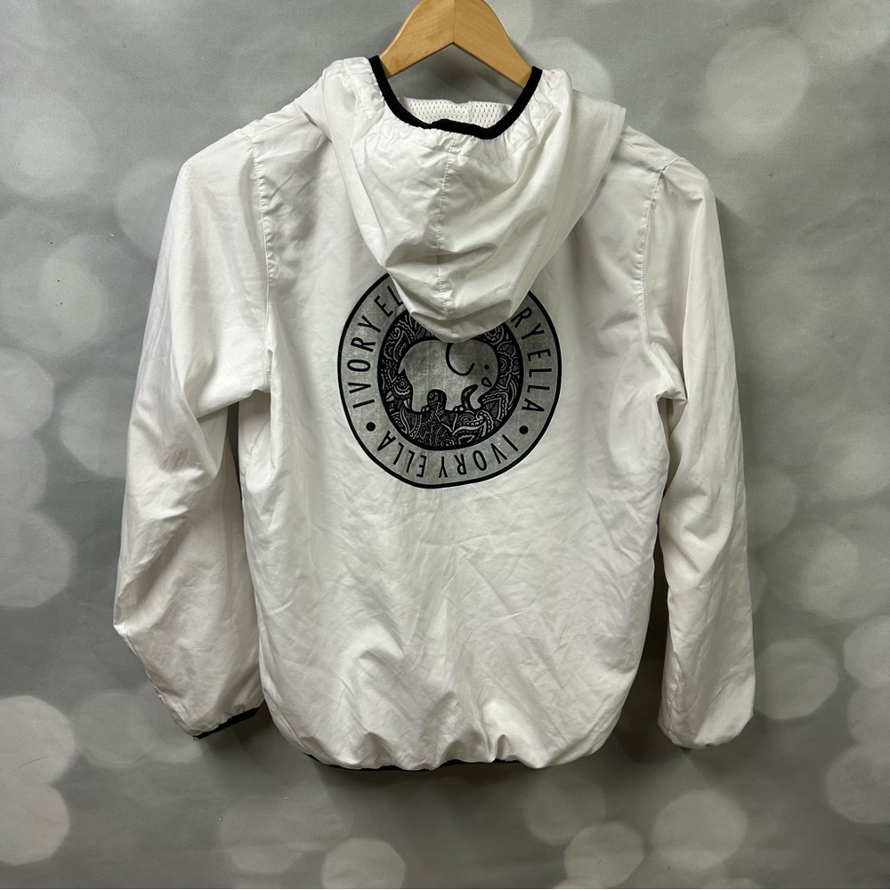 Ivory Ella white full zip hooded jacket size large with zippered pockets - Picture 3 of 7